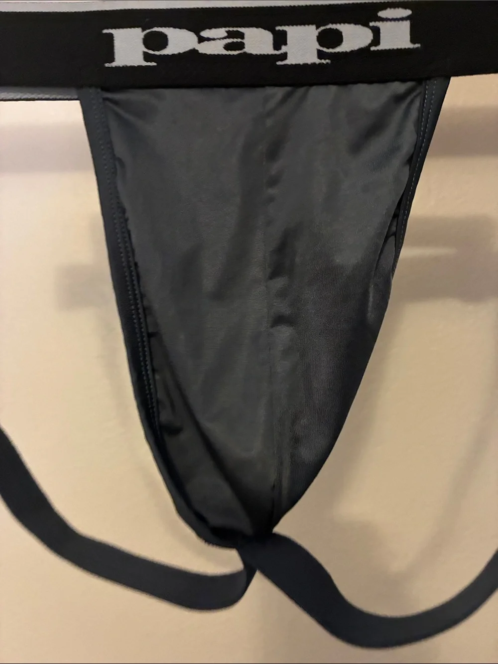 Papi Men's silver Jockstrap with Branded Waistband L